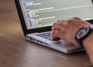 Jak zredukować zużycie RAM przez skrypty Python przetwarzające duże pliki CSV i JSON Osoba programująca w Pythonie na laptopie z widocznym ekranem